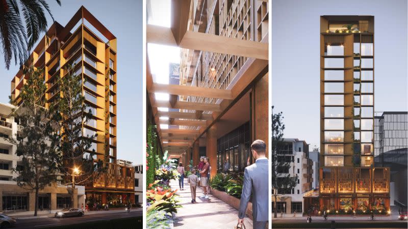 Renders of the proposed new hotel tower at South Brisbane.