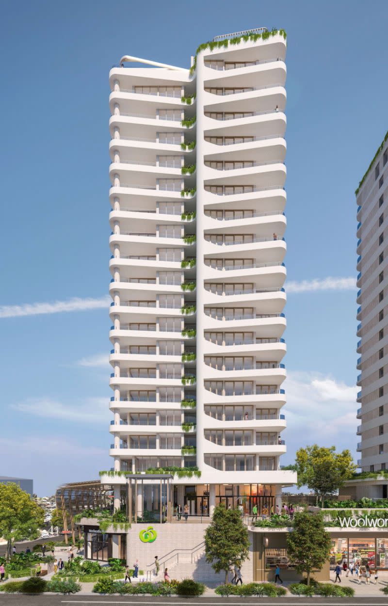 A render of the Fabcot's proposed 20-storey scheme at Albion. 