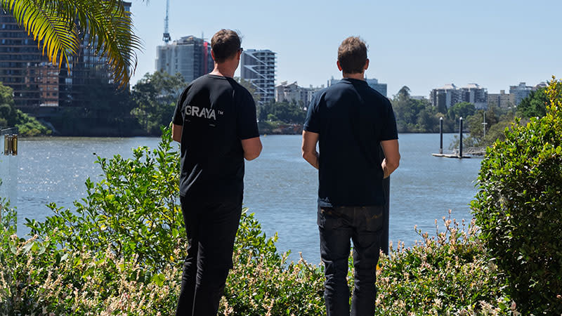 Graya brothers looking out from the Silk St Lucia site