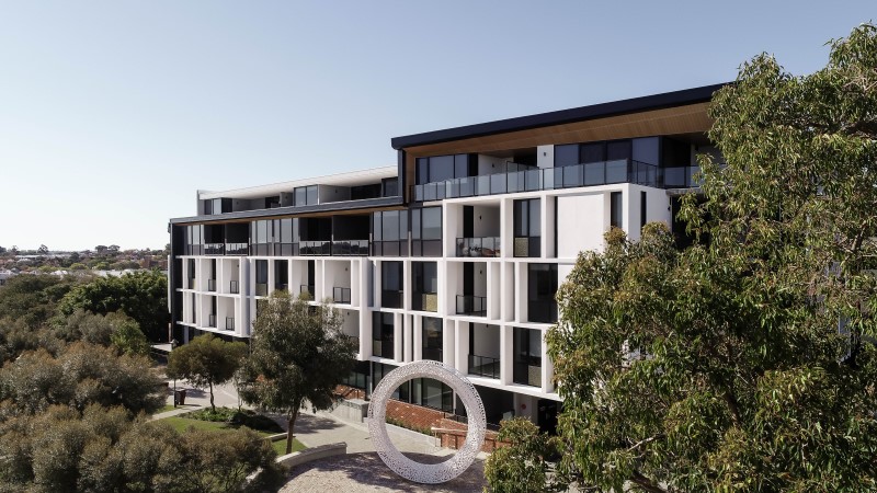 A render of a five-storey building, Element27, which is Sentinel's build-to-rent project in Subiaco, Perth in Western Australia.