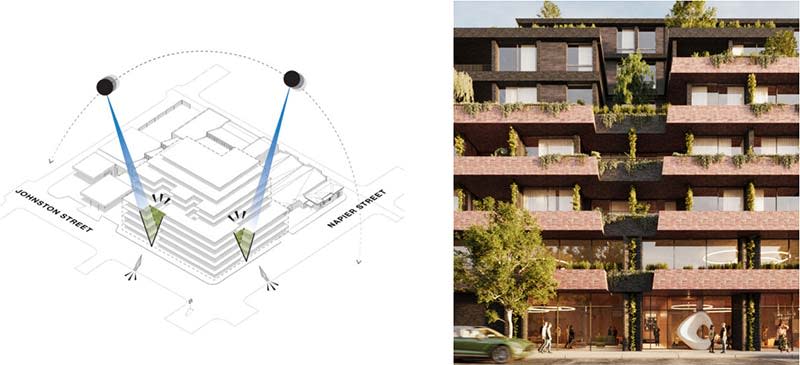 The Johnston and Napier development will have residential access from Napier Street and retail frontage on Johnston Street.