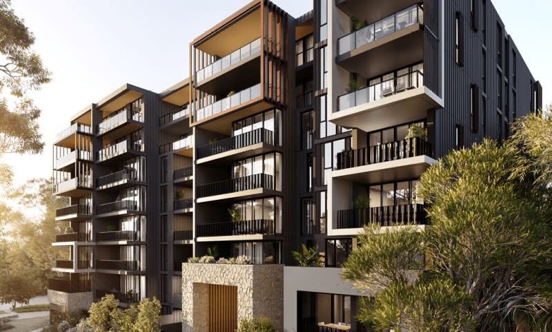 A render of what one of the buildings in the Ironbark apartment precinct will look like.