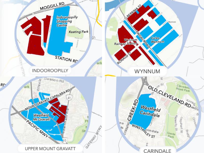 diagrams indicating where height restrictions will be relaxed north of Brisbane