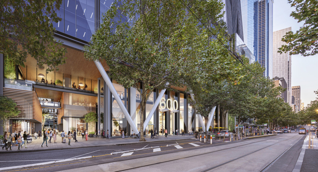 Render of ground floor of Hines $1bn Melbourne Office Tower
