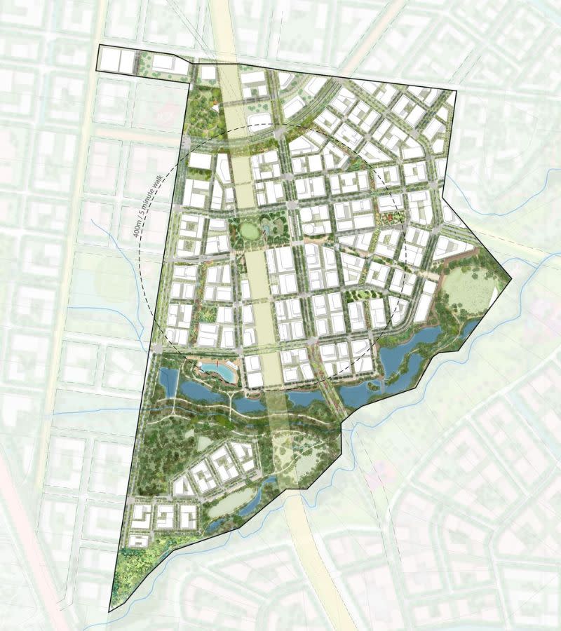 An image of the Bradfield masterplan, with the grid layout obvious.