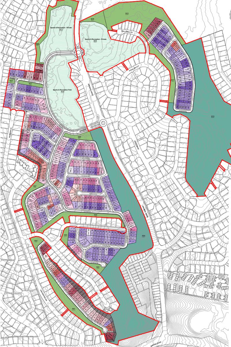 The proposed masterplan for the abandoned 67ha Arundel Hills Country Club site.