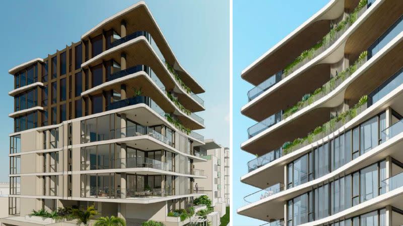 Renderings of the eight-storey site design at 14 and 24 Paton Street, Kangaroo Point.