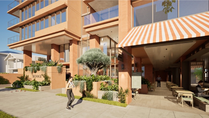 A rendering of the mixed-use tower proposal comprising 47 apartments above a retail and dining hub with a laneway...