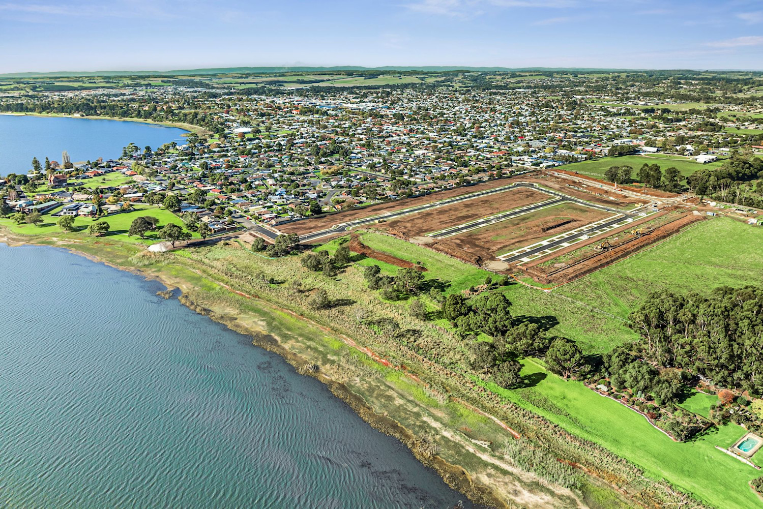 DM Property’s 500+ lot Colac site, Clearwater, under construction after breaking ground in 2025. Victoria.