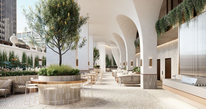 A dedicated wellness floor includes 450sq m of outside space.