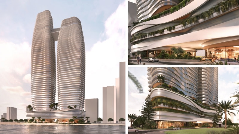 Renderings of Celestino Developments' approved twin tower development at 63-79 Garfield Terrace, Surfers Paradise.