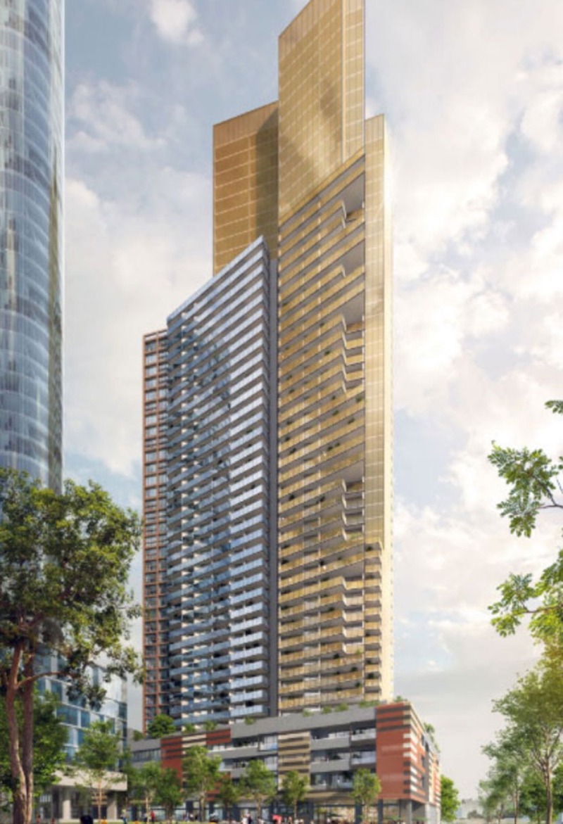 An artist's impression of the tower approved for the Fishermans Bend site.