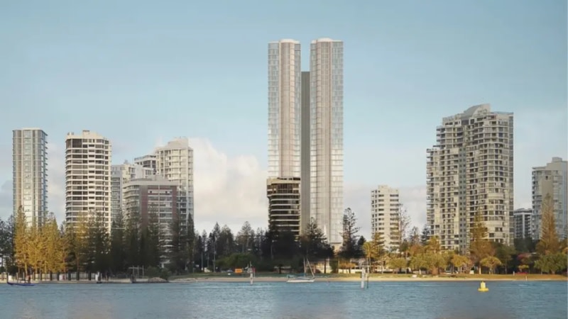 The triple-tower proposal previously lodged for the Main Beach site by Spyre Group.
