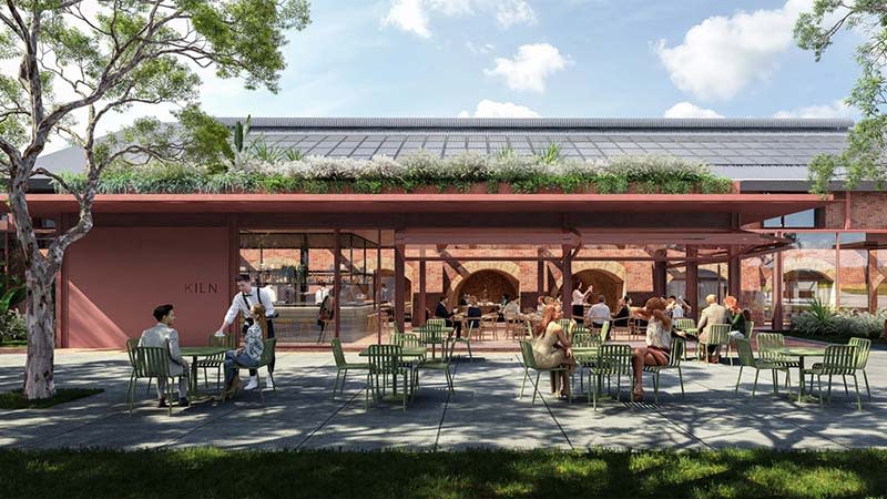 A rendering of the Brickworks restaurant and communal areas
