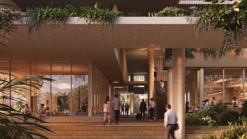 A rendering of the 22-40 Wyandra Street proposal, which incorporates 635sq m of vertical greenery—equivalent to 33 per cent of the site area.