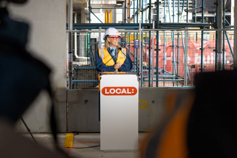 City of Melbourne lord mayor Sally Capp at the topping out ceremony for Local's Local Kensington project.