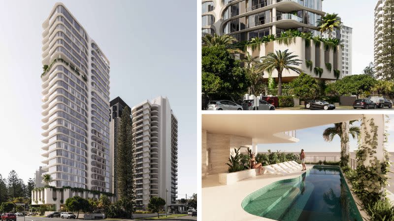 Renderings of the 26-storey tower proposed for 108 Old Burleigh Road at Broadbeach.