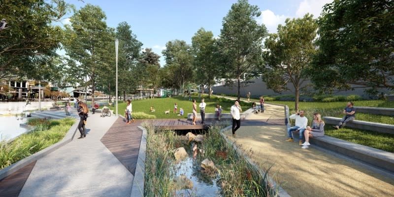 The Greenline project will redevelop existing public spaces and create new ones to increase open space and activation along the Yarra River.