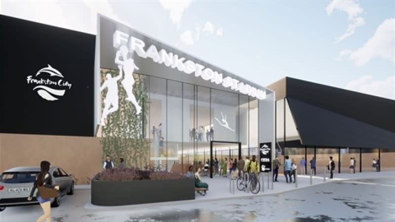 A render of the proposed redevelopment of the Frankston Basketball Stadium for which the Victorian government has allocated $15 million in the 2023-24 state budget.