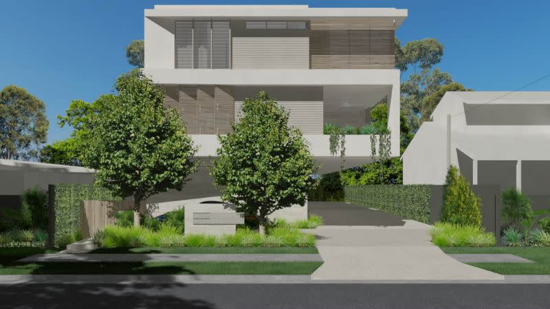 A render of the townhouse development proposed for 30 Teal Avenue, Paradise Point.