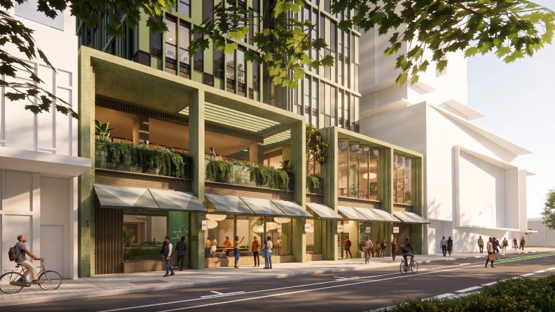 A rendering of the PBSA tower planned for Stirling Street in Perth.
