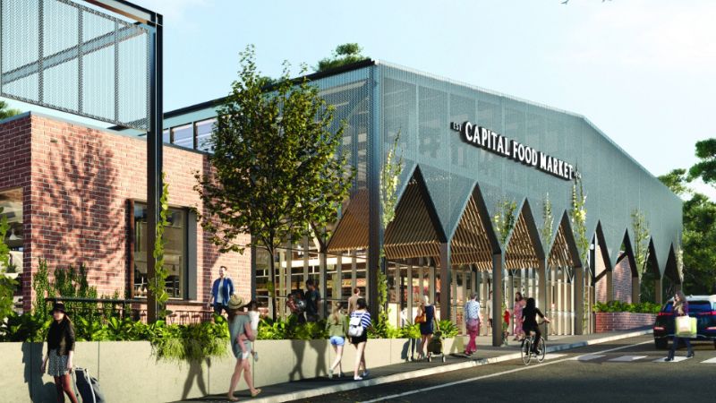 A render of the new food market in Belconnen.
