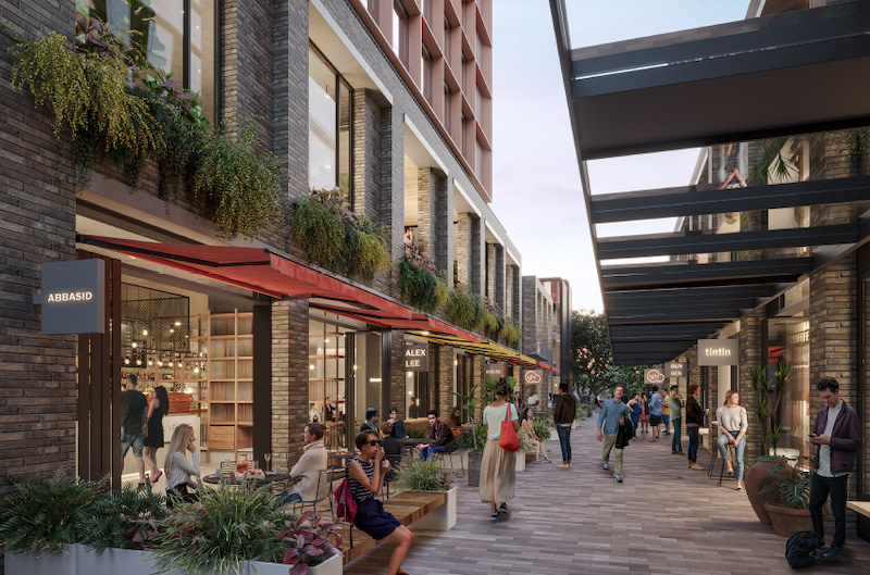 A so-called "Eat Street" will provide a variety of food and beverage outlets for the student village.