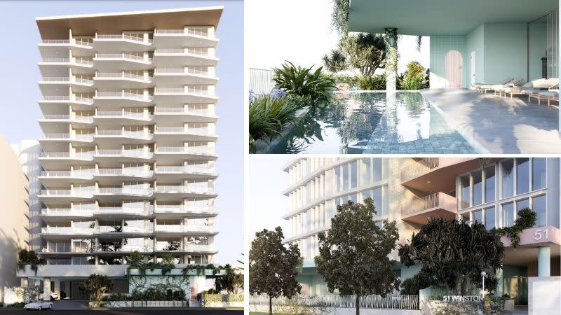 Renders of Pyco's proposed 14-storey apartment tower at Coolangatta.