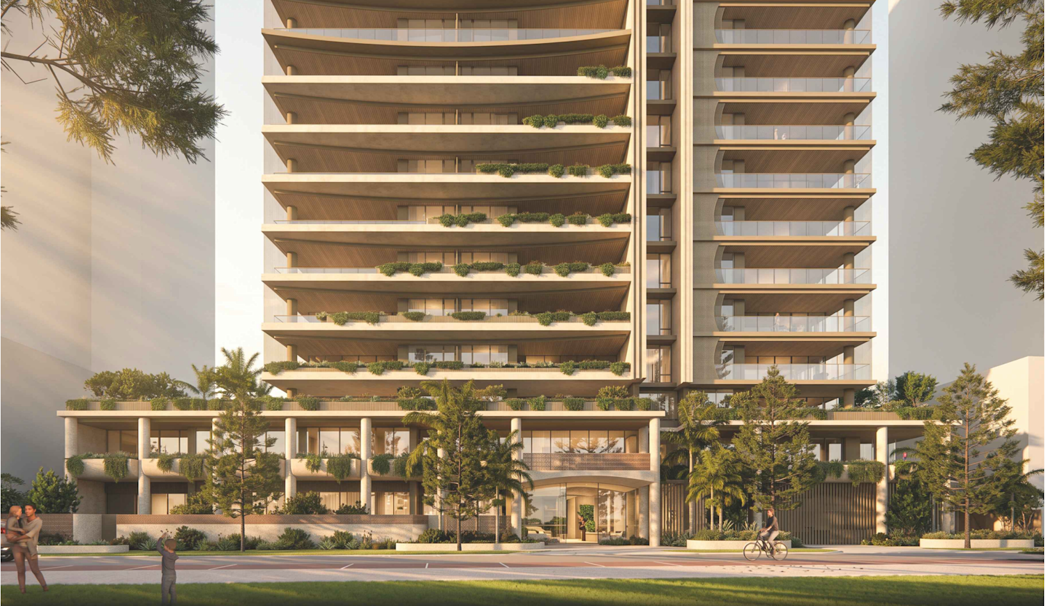 A rendering of the lower floors of Blackburne's 24-storey tower at Scarborough Beach.