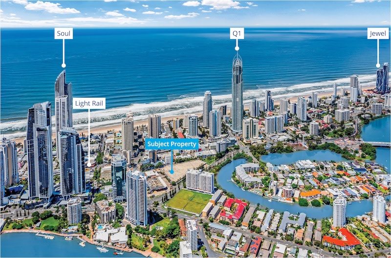 The Surfers Paradise site's location is one of its attractions.