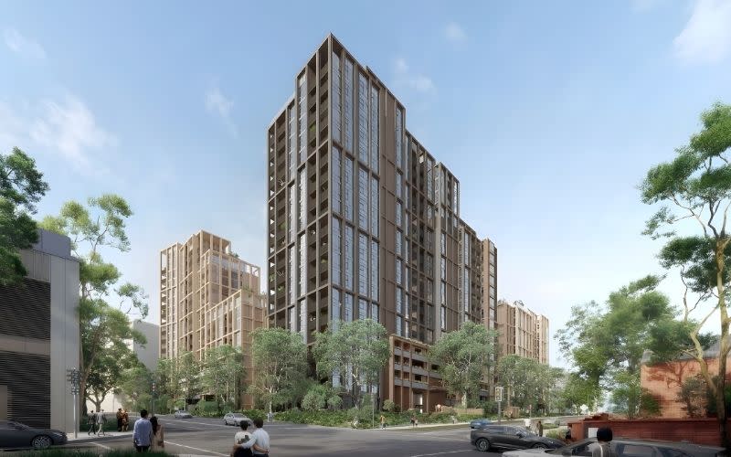 Turner Studio rendering of Arada’s proposed three-tower residential Castle Hill development within the Hills Showground Station Precinct.