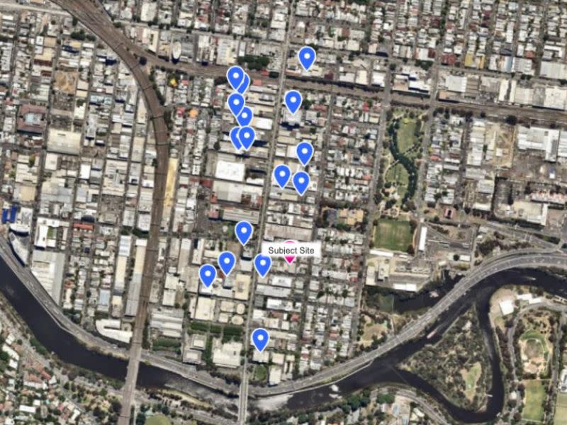 A map showing the location of recent and emerging developments in Richmond and Cremorne.