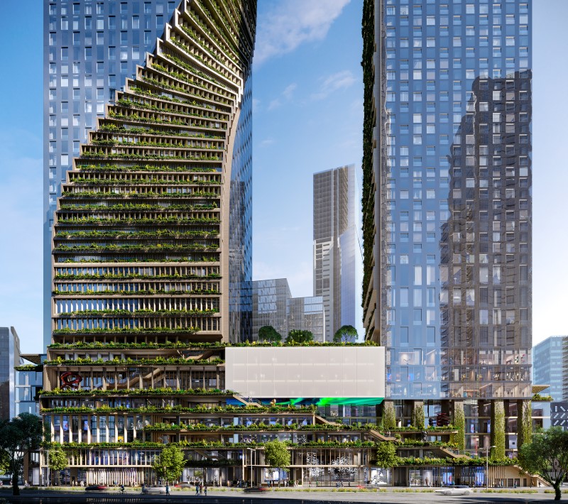 The two twisting towers that make up the STH BNK project by Beulah in Melbourne. Source: Beulah.