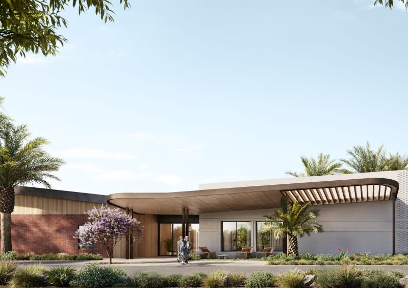 A render of the clubhouse at Halcyon Jardin in Clyde North, southeast of the Melbourne CBD.