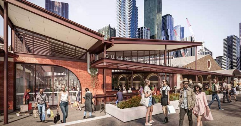 A render for the new food hall at the Queen Victoria Markets in Melbourne.