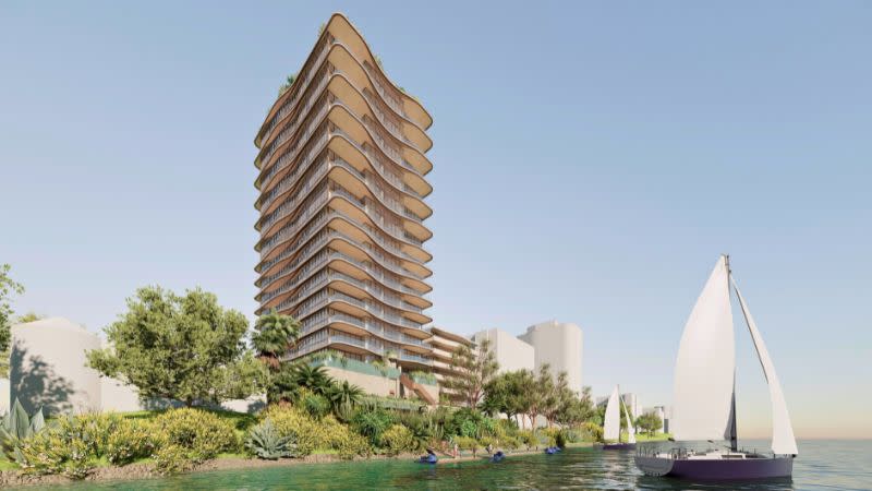 A rendering of the St Lucia tower from the planning application filed by Bottega House for the 15-storey project.