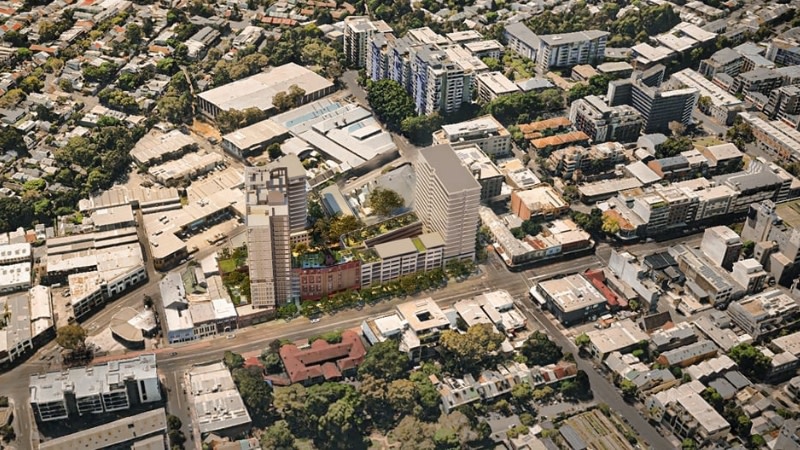 rendering of a new development which takes up a sizeable portion of an Annandale block in sydney's inner west