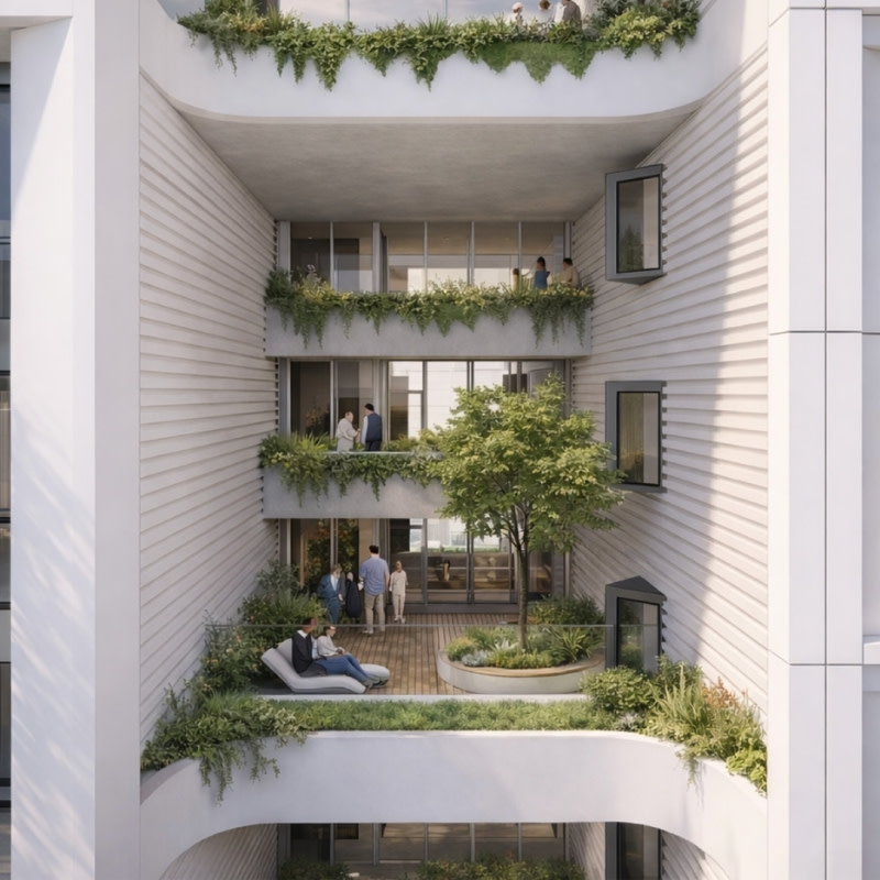 A render of common space at the Uniting Church development proposed in Burwood.