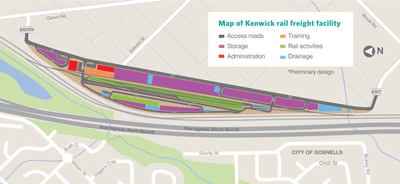 A map of the Kenwick Intermodal Terminal that will be operated by Arc Infrastructure.