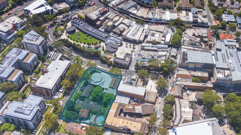 aerial close up of the t Andrews Anglican Parish Centre and The Canopy in Lane Cove Sydney