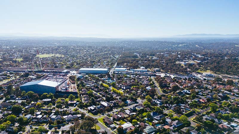 Parts of North East Link under construction in Melbourne