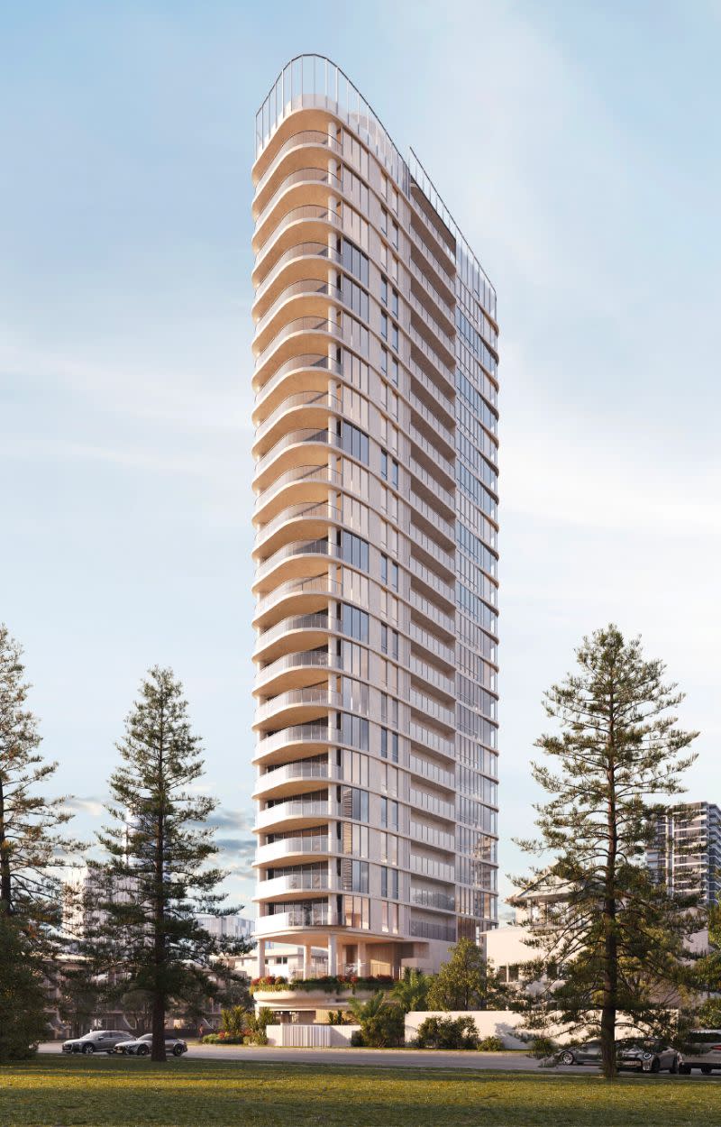 A rendering of the upscaled scheme approved for 152 Surf Parade, Broadbeach.