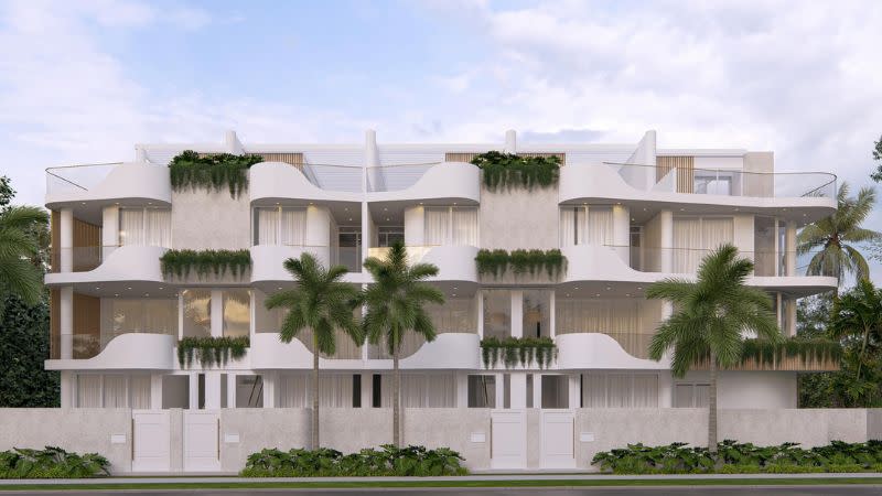 A render of the luxury townhouse development proposed for 411 Bayview Street, Paradise Point.