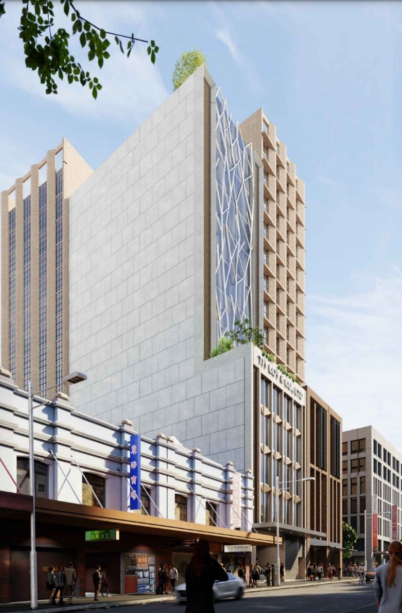 The Sussex Street proposal is for a 13-storey mixed-use building, including retail, food and beverage spaces to contribute to the surrounding Chinatown 