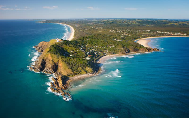 An aerial photo of Byron Bay.  Brokers say the 11.46ha parcel in one of Australia's best-known beach destinations will be highly sought-after.