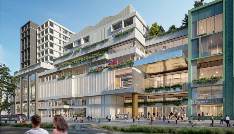 A private hospital, separate medical centre and a childcare centre will be in about 43,600sq m of non-residential space within the five-floor podium.