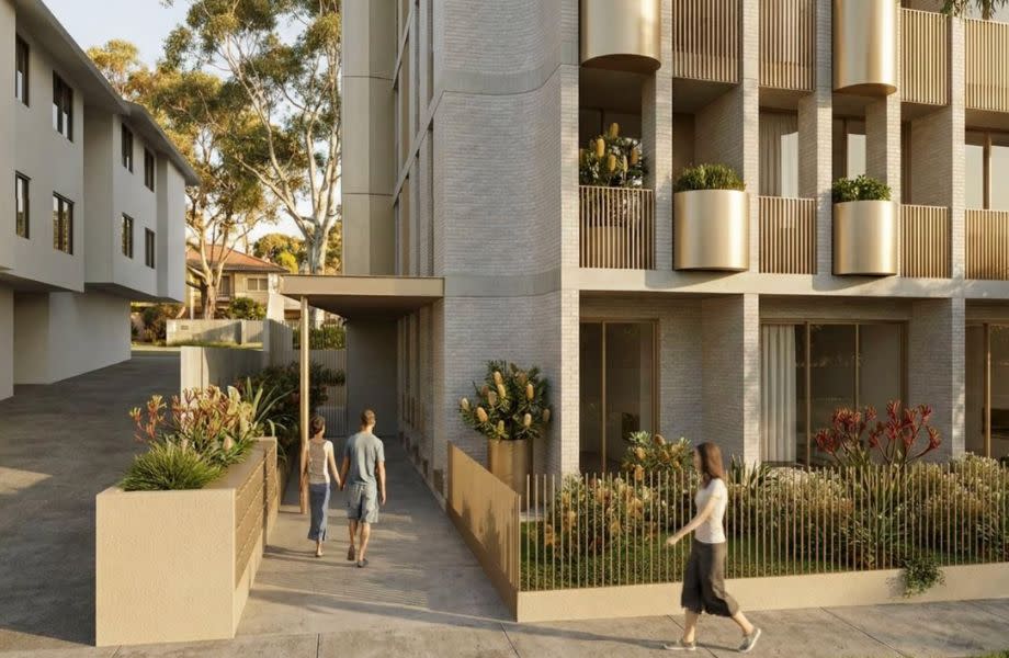 A Benson McCormack street-level rendering of the proposed co-living building in Marrickville.