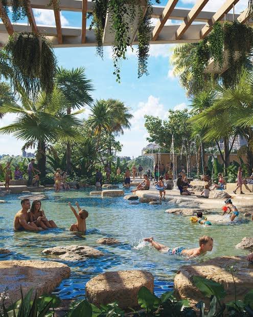 A concept rendering of the revitalisation of the South Bank lagoom, part of the government plan for the precinct.
