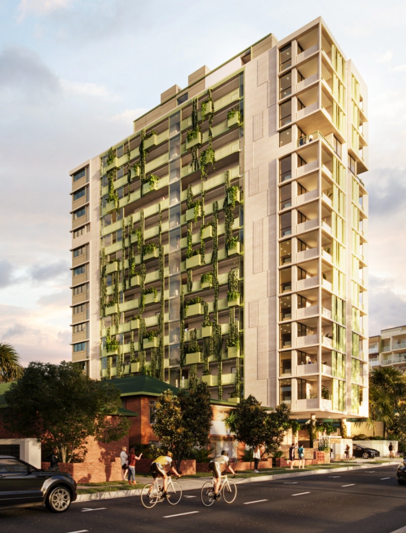 A rendering of Sage Apartments, a development by social and affordable housing provider BHC, at inner-city Brisbane's Woolloongabba.