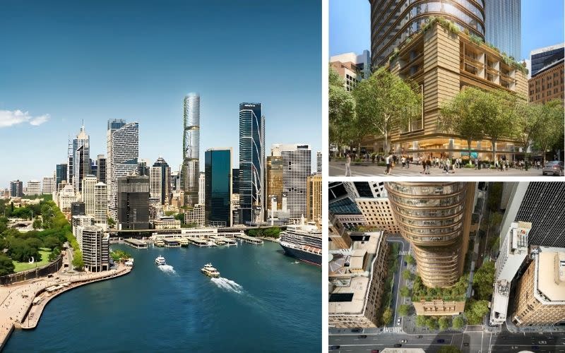 Renderings of Dexus’ proposed 310m commercial tower at 56-60 Pitt Street, which would become one of Sydney’s tallest office buildings.
